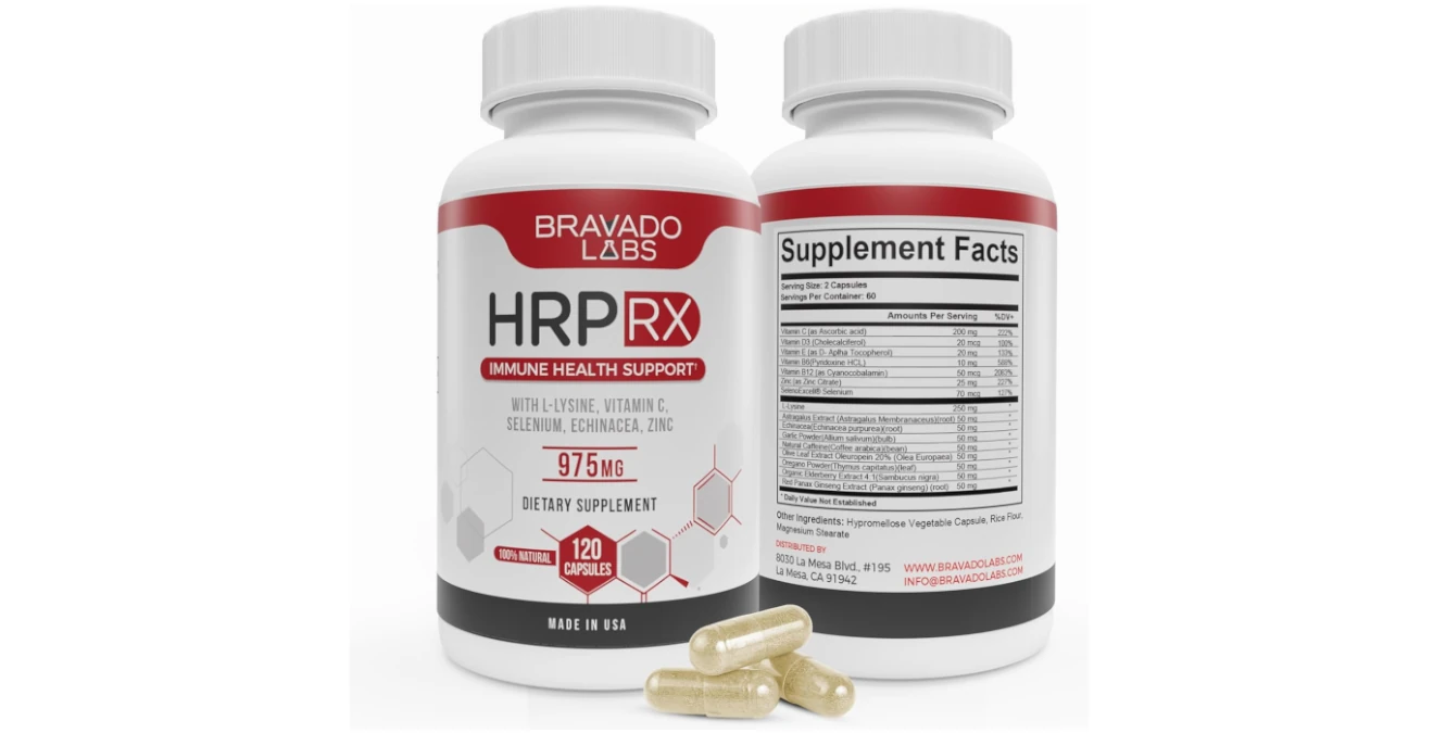 Bravado Labs Bravado Labs HRP RX Super Lysine Supplement for Herpes