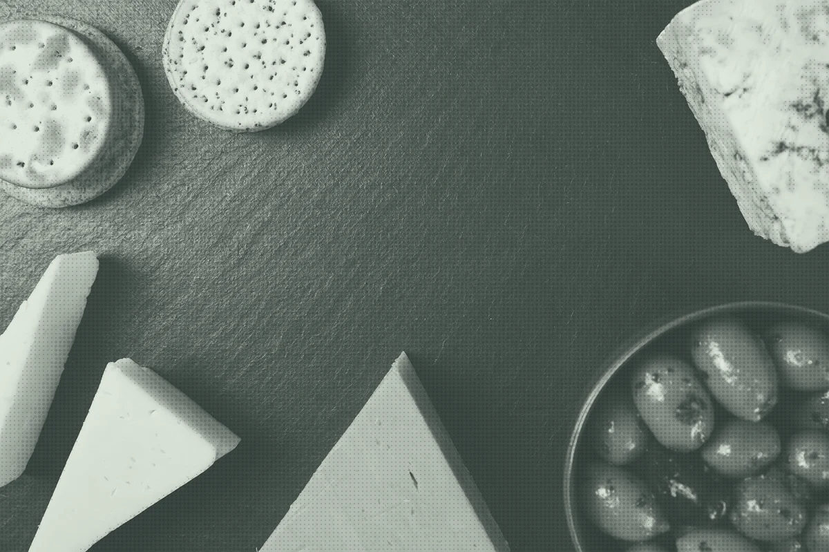 Cheese, yogurt and eggs arranged together as high-lysine vegetarian foods