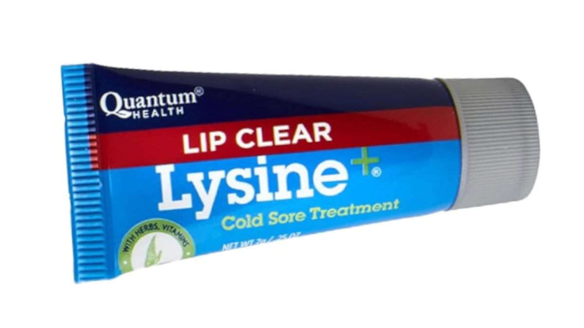 Tube of Lip Clear Lysine+ Cold Sore Treatment cream.