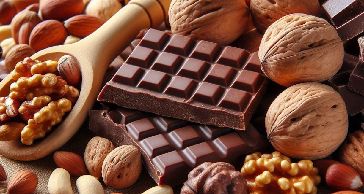 Variety of nuts and chocolate that can trigger cold sores