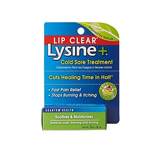 Tube of Quantum Health Lip Clear Lysine+ Cold Sore Treatment cream.
