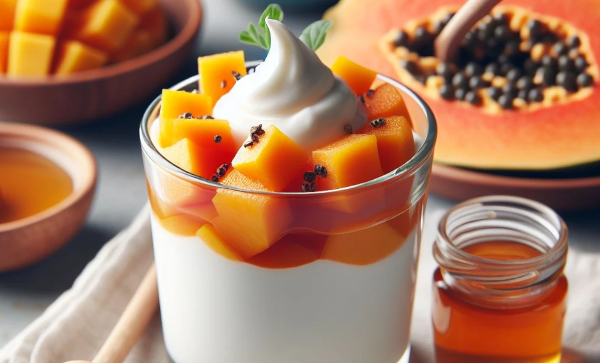 Yogurt parfait with fruits high in lysine